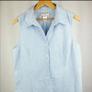 Pendleton Pinstriped Sleeveless Shirt Dress Midi